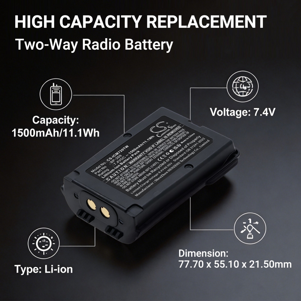 Battery compatible with Icom CS-ICM720TW