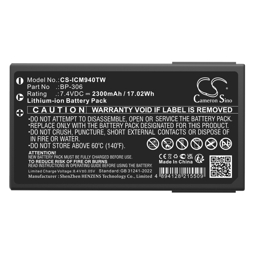 Batterij voor tweerichtingsradio Icom CS-ICM940TW