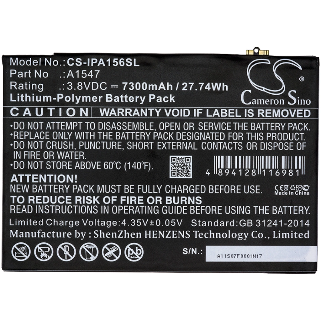 Tablet Battery Apple CS-IPA156SL