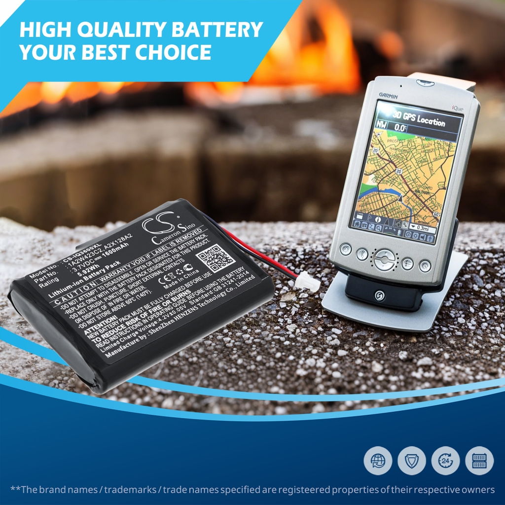 Battery compatible with Garmin BTI CS-IQ3600XL