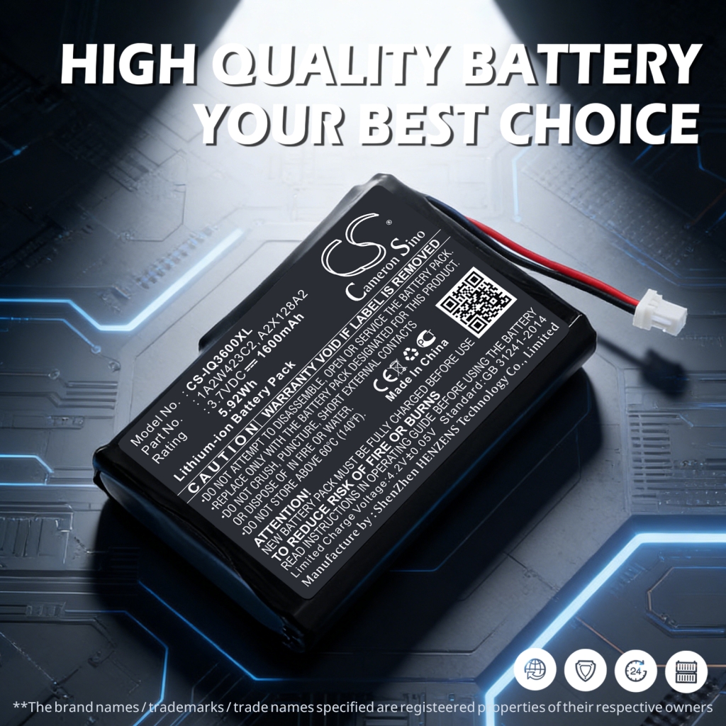 Battery compatible with Garmin BTI CS-IQ3600XL
