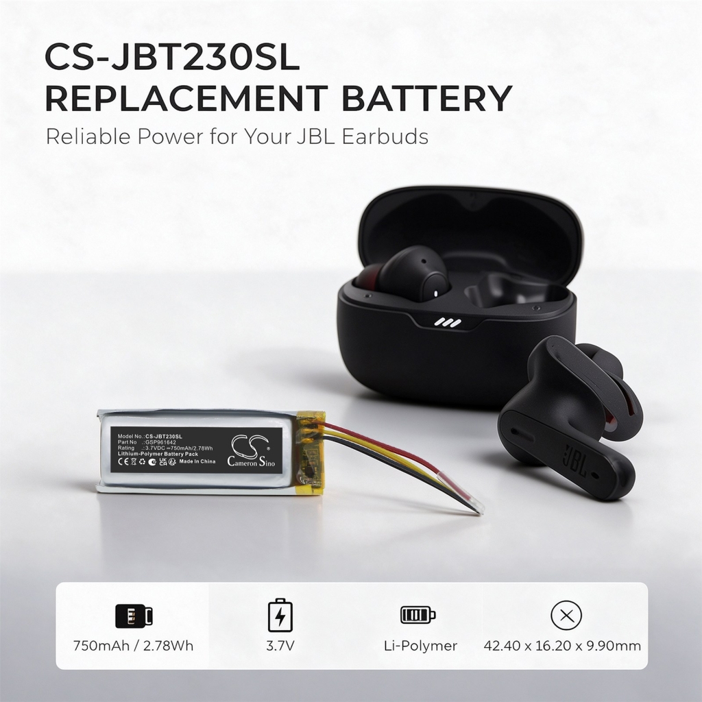 Batterijen compatibel met JBL Tune 230NC Charging Case Beam 230NC Charging Case Beam Earbuds charging Case CS-JBT230SL