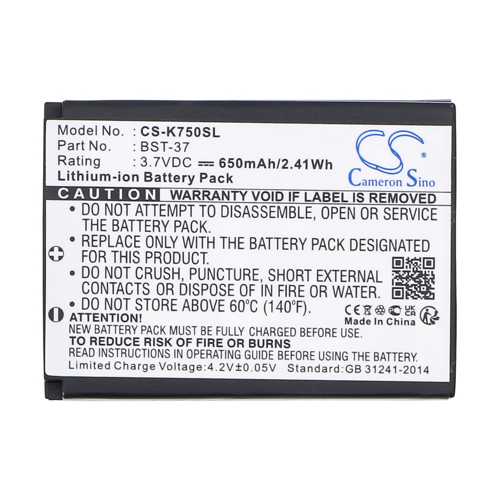 Mobile Phone Battery Sony Ericsson CS-K750SL