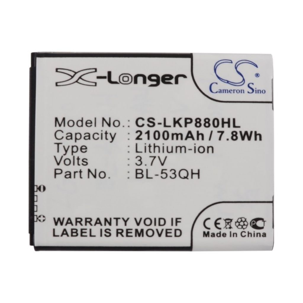 Battery compatible with LG MetroPCS CS-LKP880HL