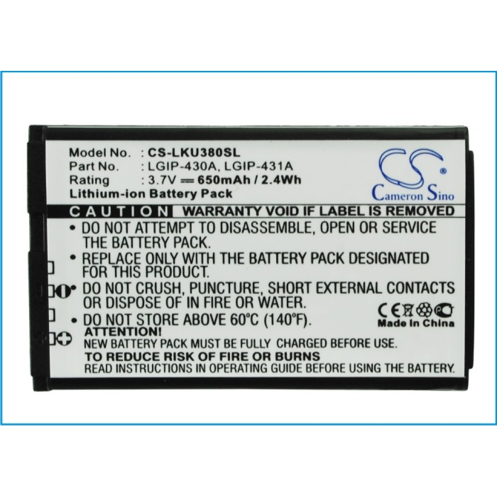 Batterij voor mobiele telefoon LG CS-LKU380SL