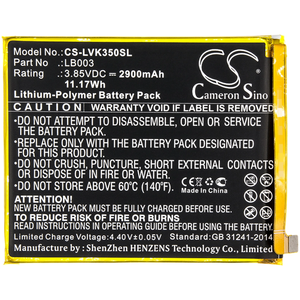 Compatibele batterijvervanging voor LENOVO LB003