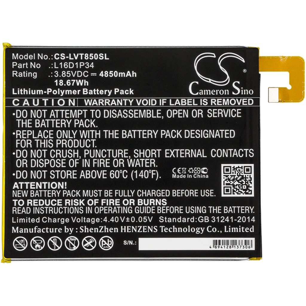 Compatibele batterijvervanging voor LENOVO L16D1P34