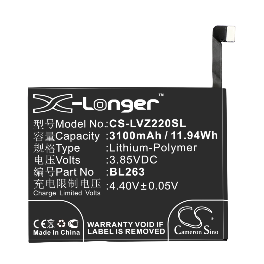 Compatibele batterijvervanging voor Zuk BL263