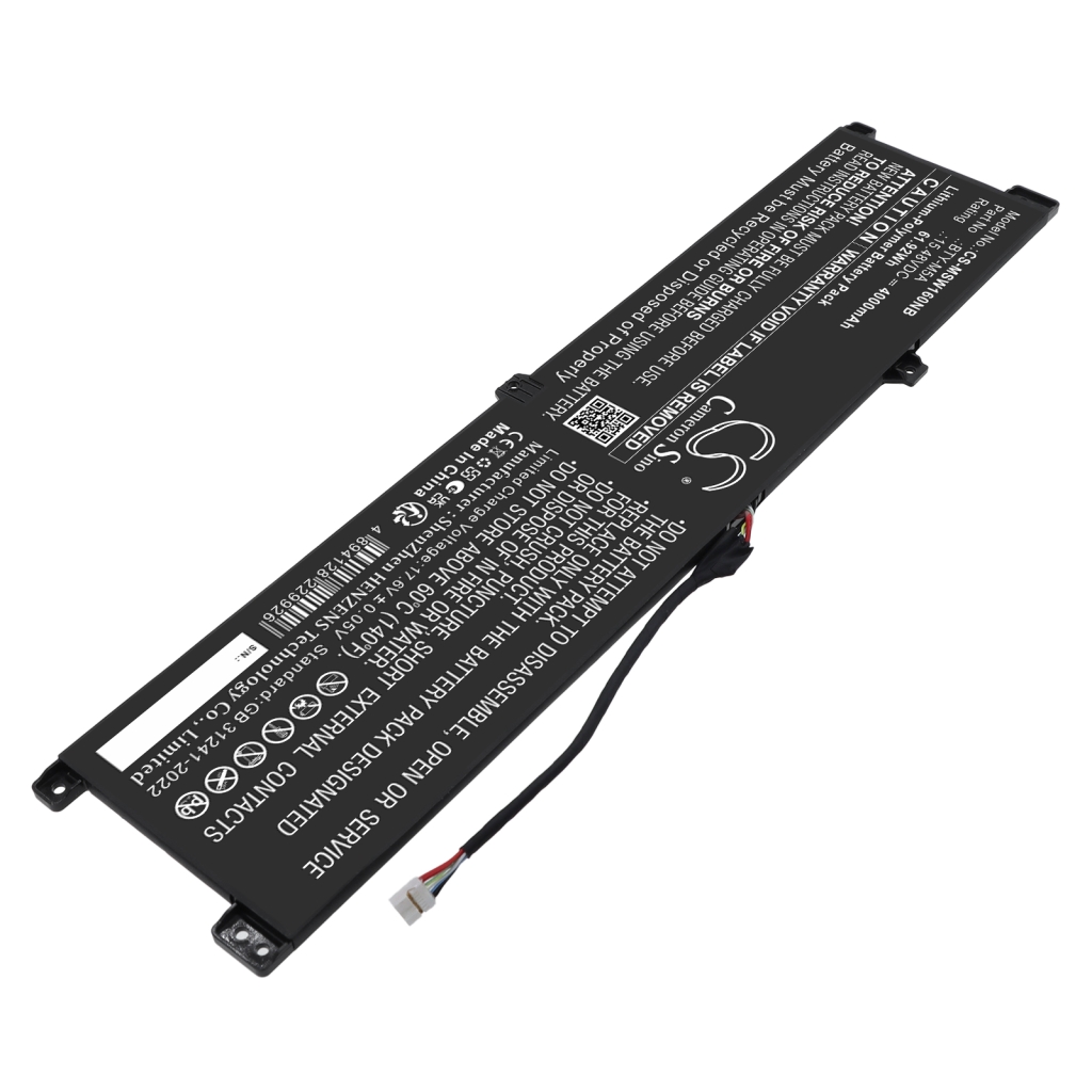 Battery compatible with MSI CS-MSW160NB