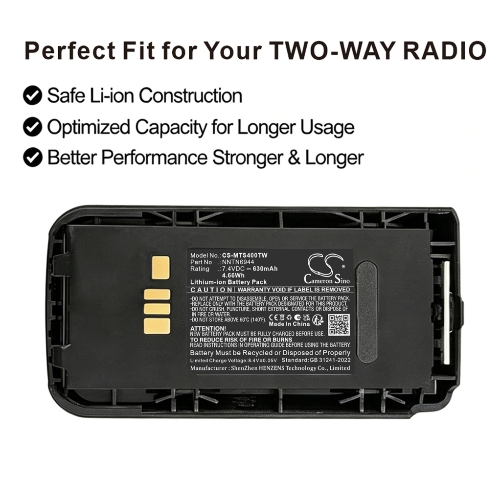 Battery compatible with Motorola CS-MTS400TW