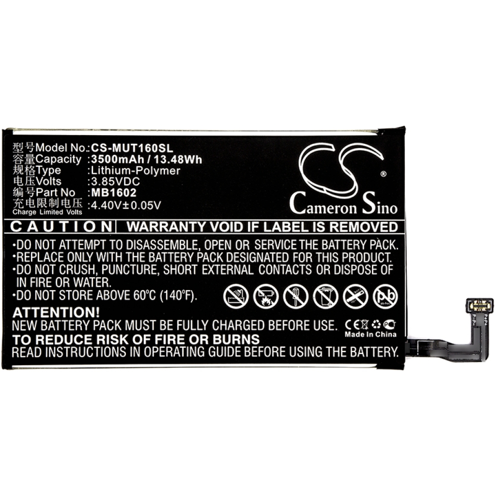 Compatibele batterijvervanging voor Meitu MB1602