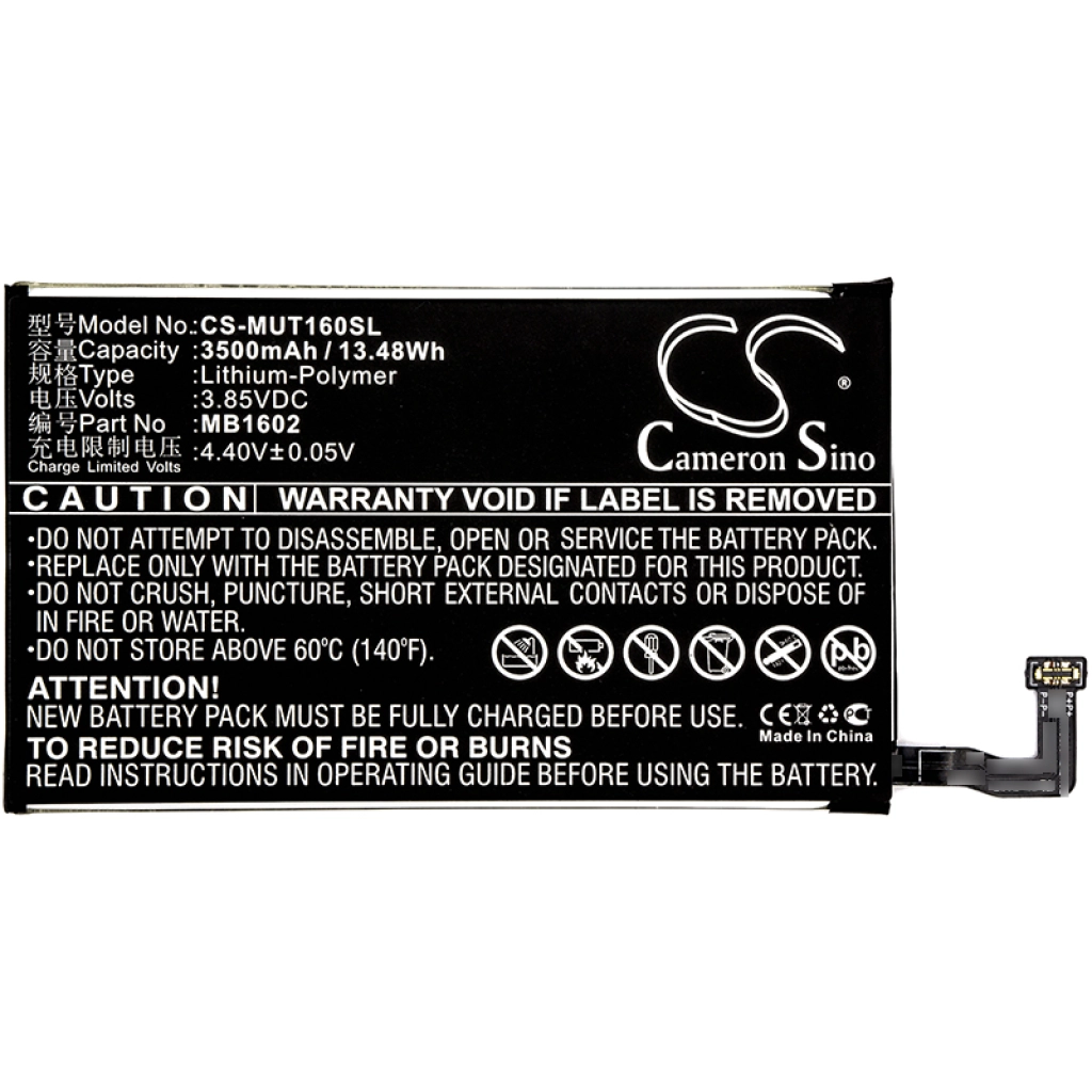 Compatibele batterijvervanging voor Meitu MB1602