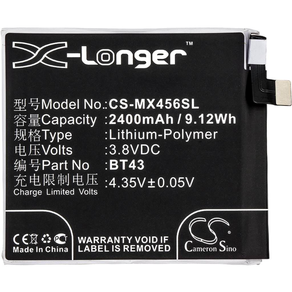 Compatibele batterijvervanging voor MeiZu BT43