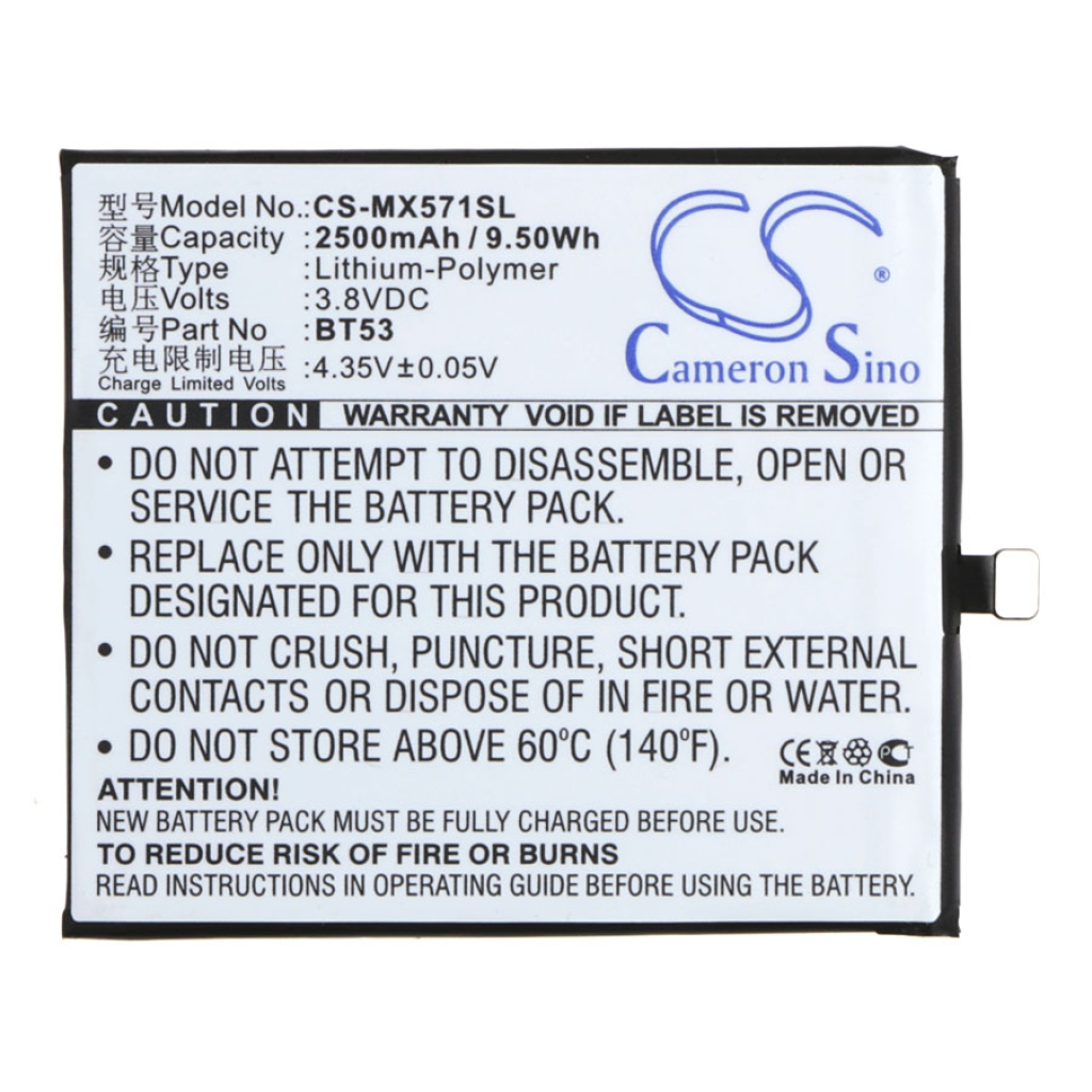 Compatibele batterijvervanging voor MeiZu BT53