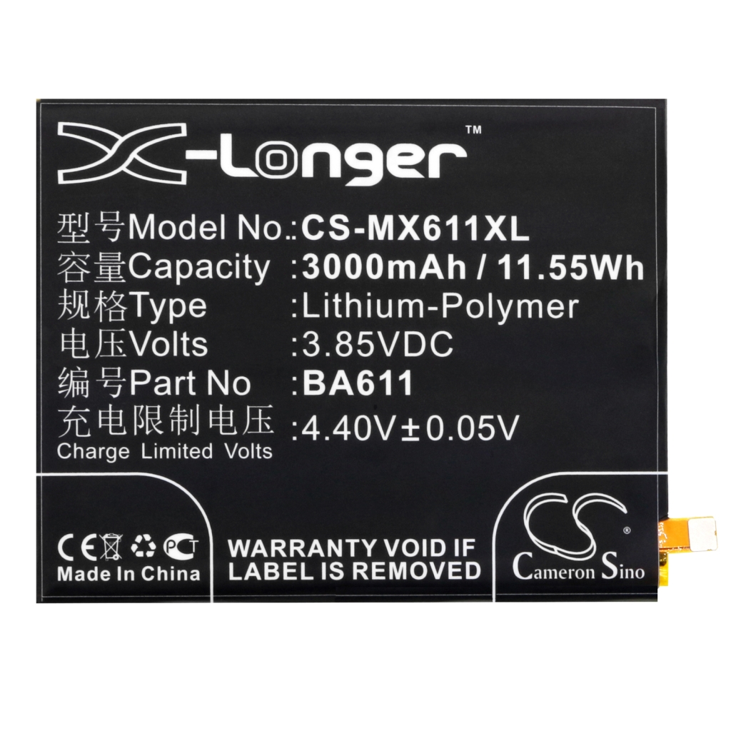 Compatibele batterijvervanging voor MeiZu BA611