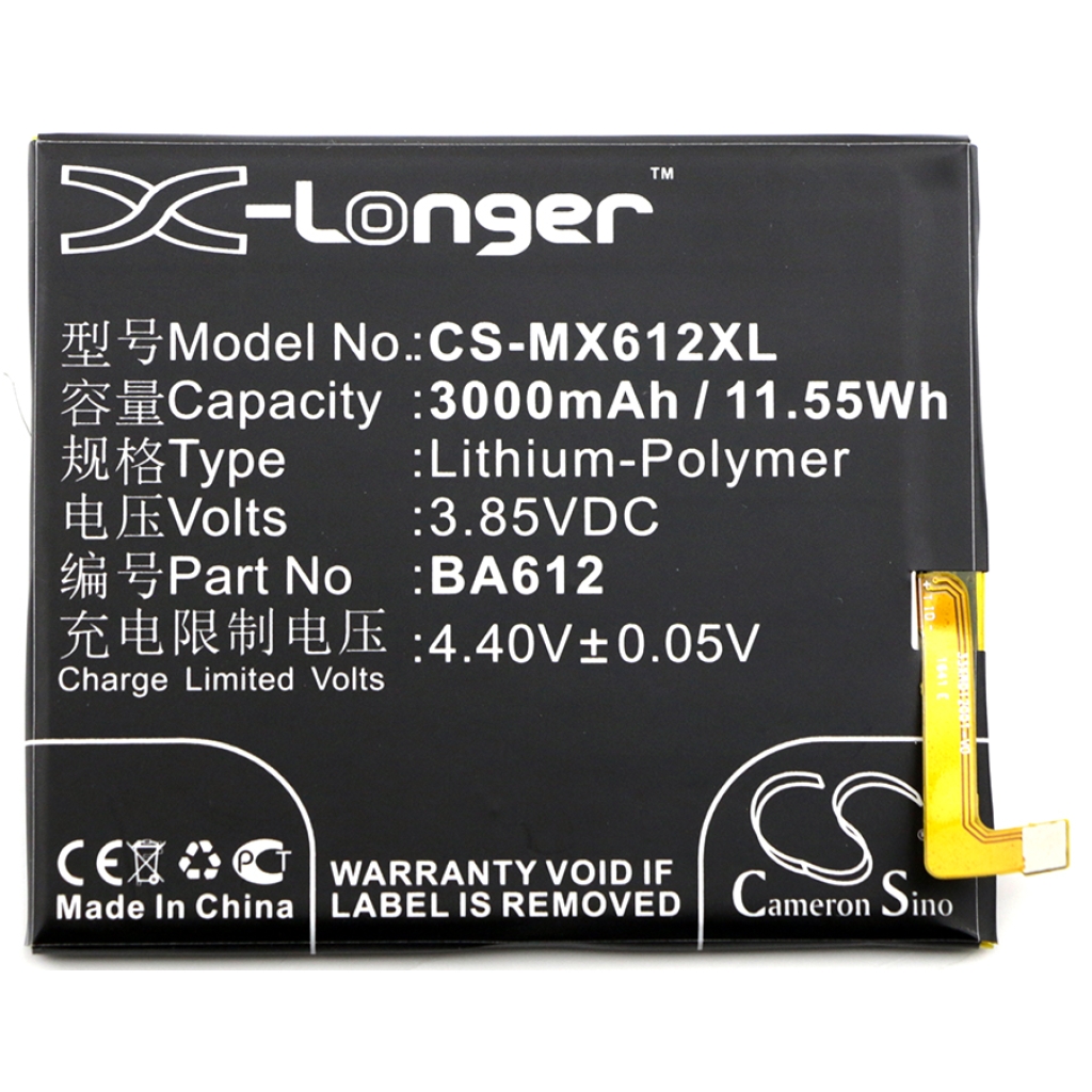 Compatibele batterijvervanging voor MeiZu BA612