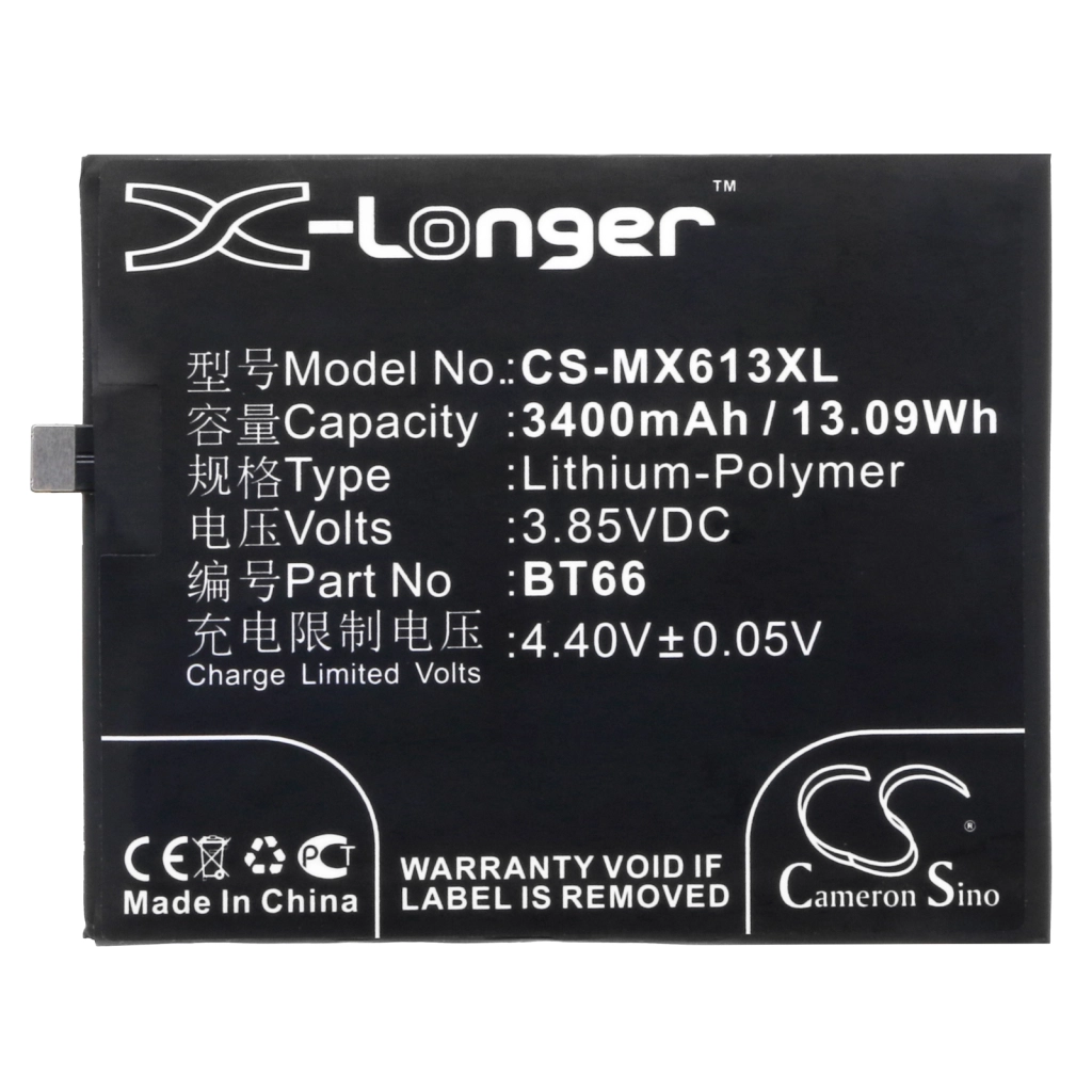 Compatible battery replacement for MeiZu BT66