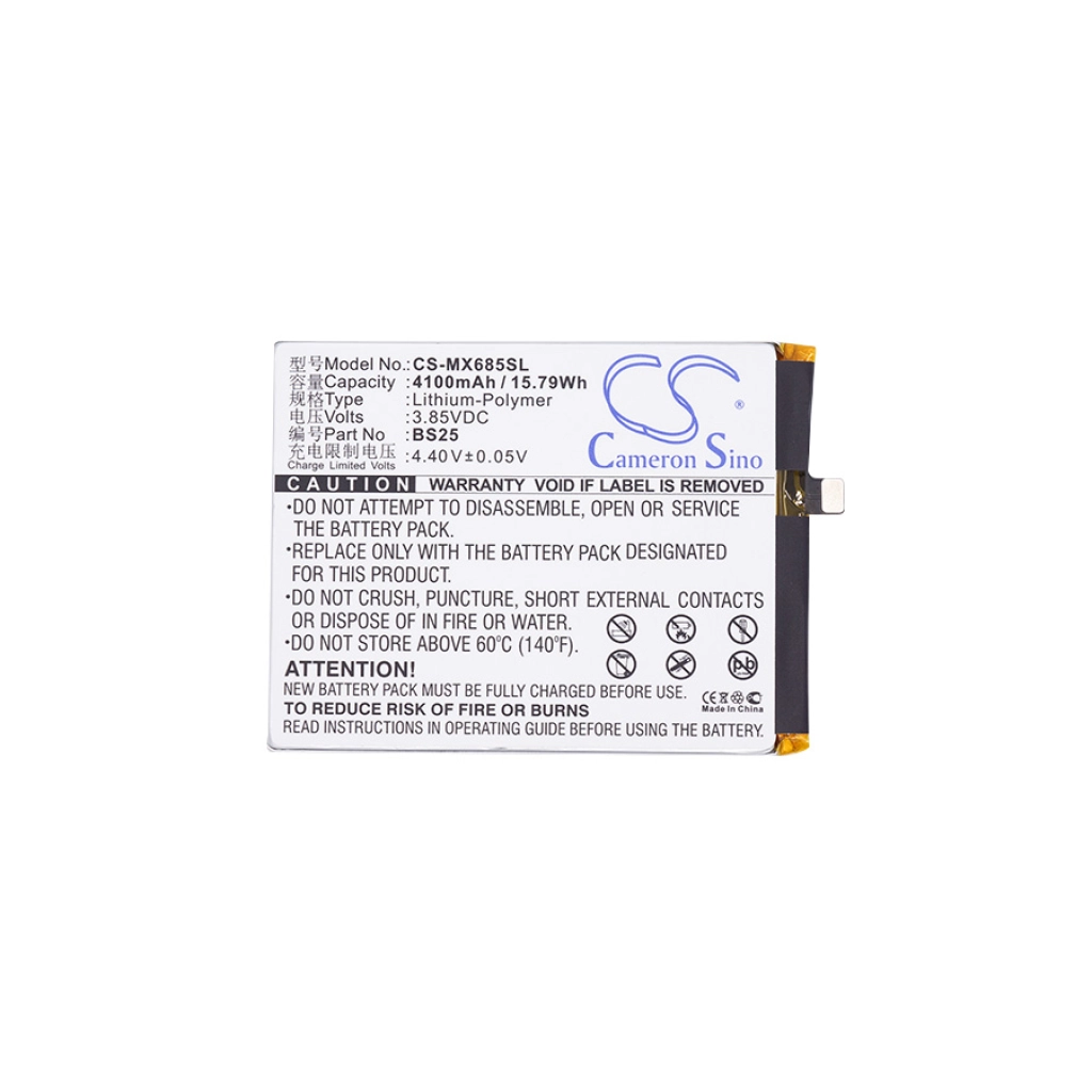 Compatible battery replacement for MeiZu BS25