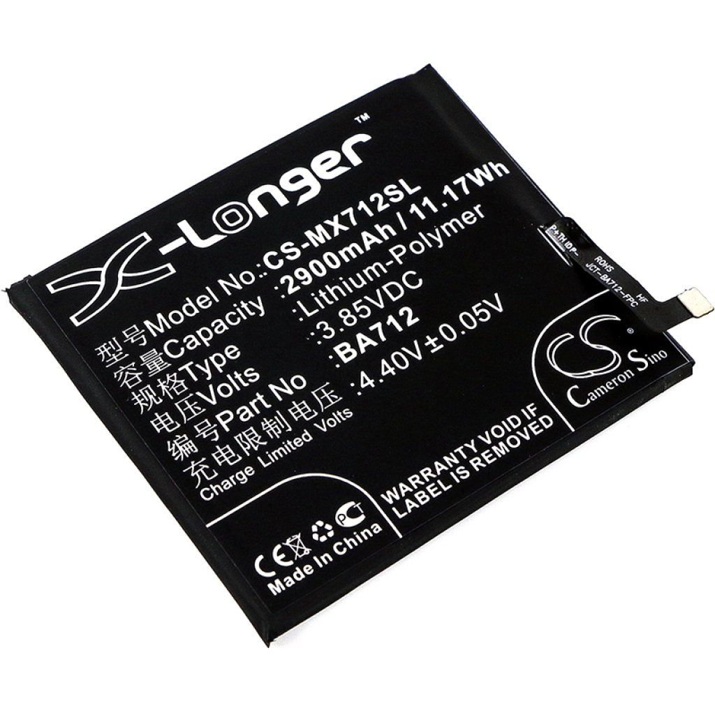 Compatibele batterijvervanging voor MeiZu BA712