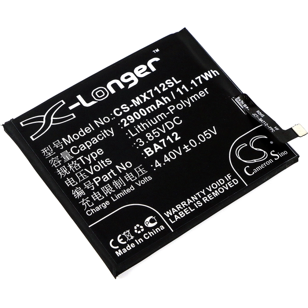 Compatibele batterijvervanging voor MeiZu BA712