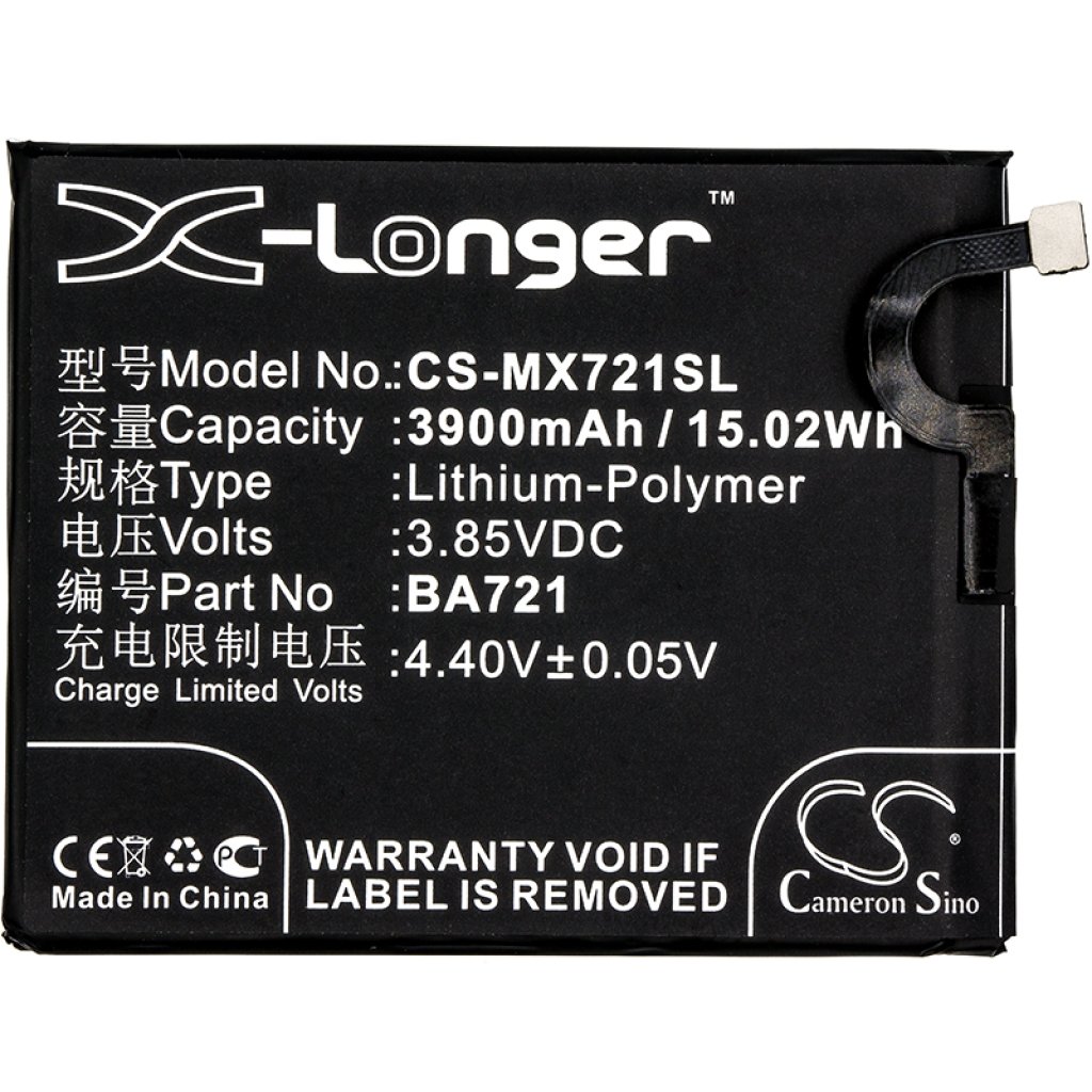 Compatible battery replacement for MeiZu BA721