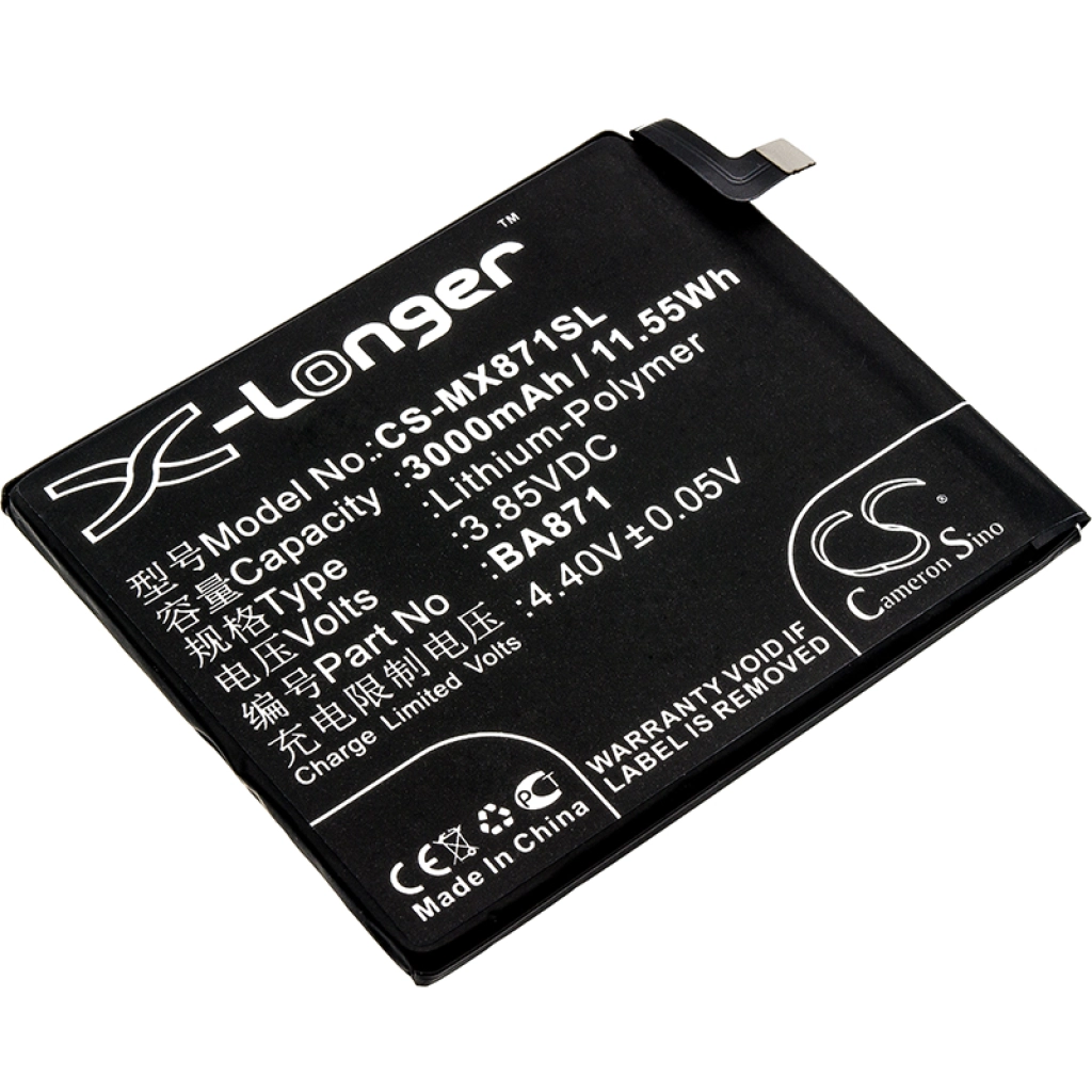 Compatibele batterijvervanging voor MeiZu BA871
