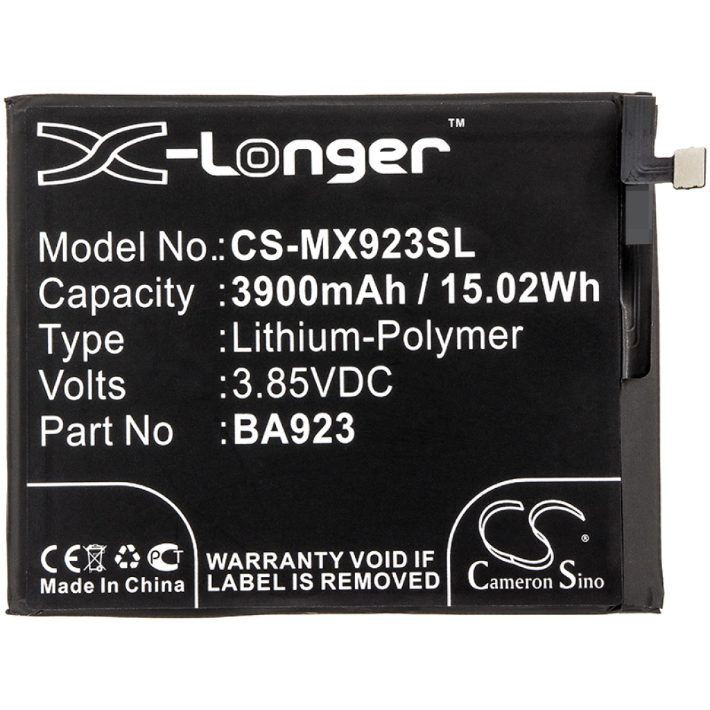 Compatible battery replacement for MeiZu BA923