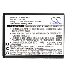 Compatible battery replacement for BLU BL-5B,BLI-885,BTA002,CEL10028,N5B80T...