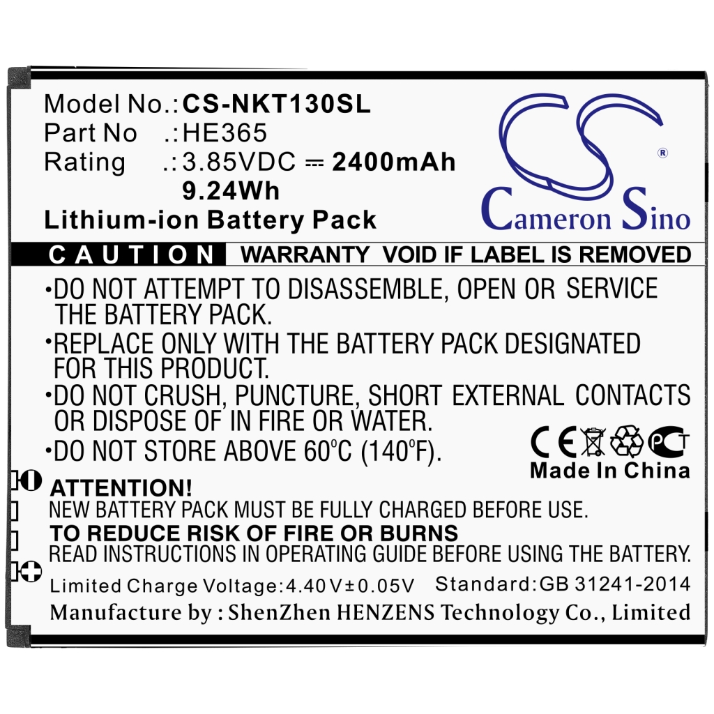 Compatibele batterijvervanging voor Nokia HE365