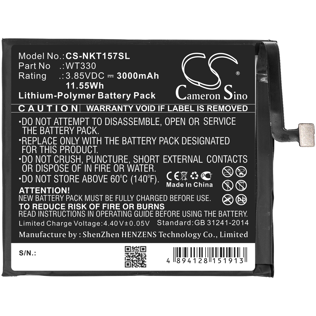 Compatibele batterijvervanging voor Nokia WT330