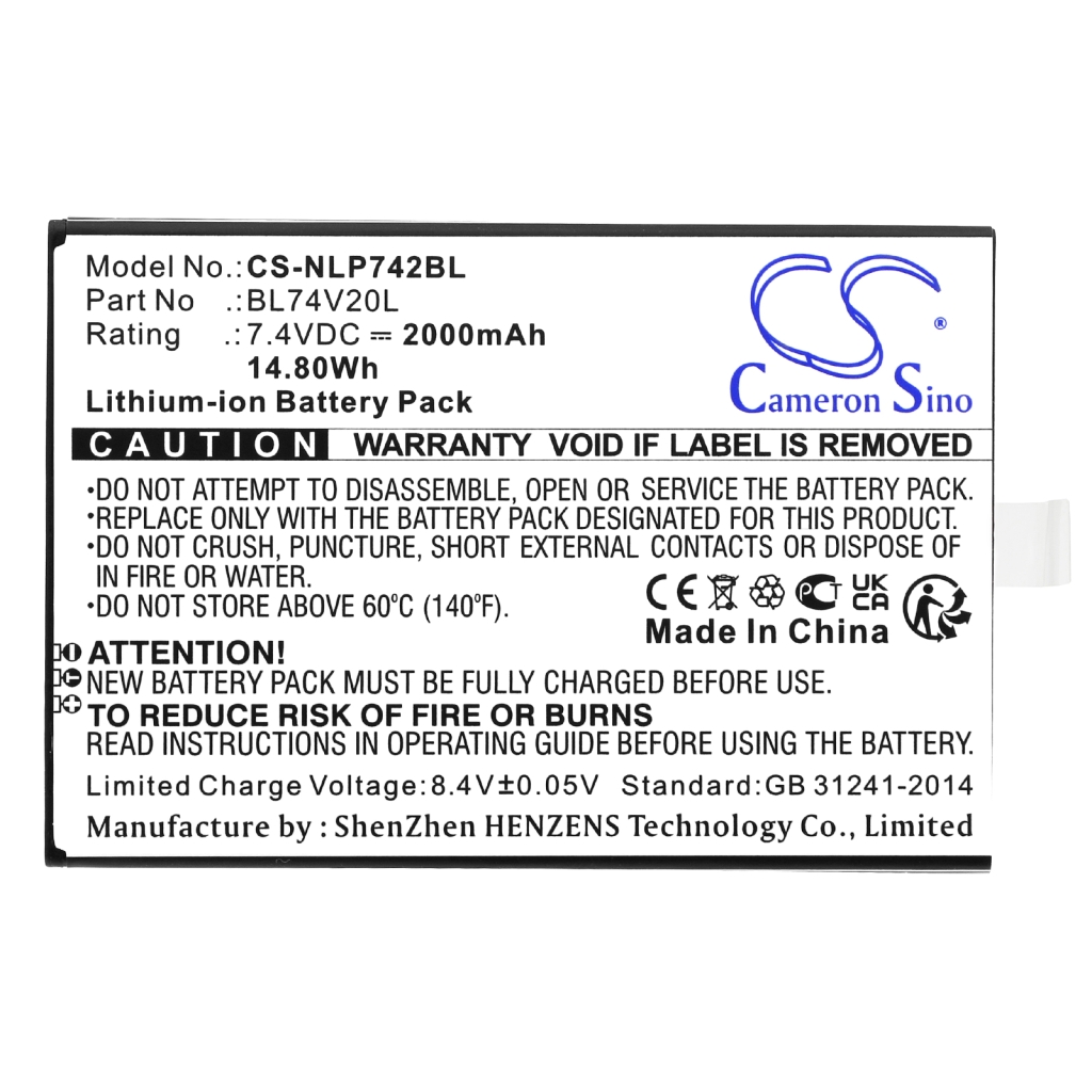 Compatibele batterijvervanging voor Newland BL74V20L