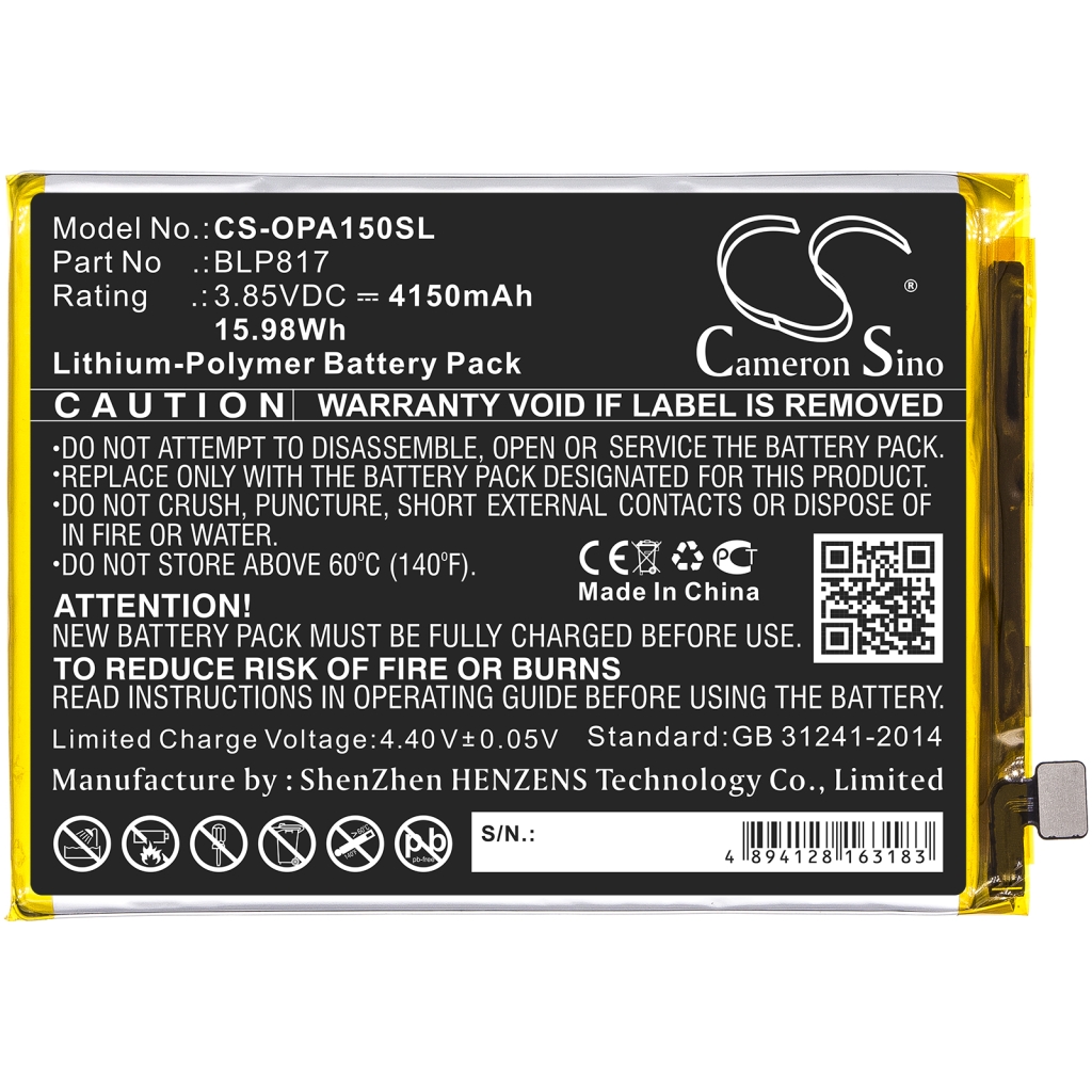 Compatibele batterijvervanging voor OPPO BLP817
