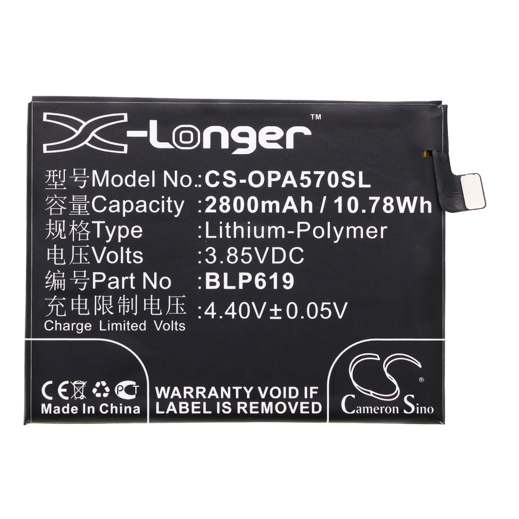 Compatibele batterijvervanging voor OPPO BLP619