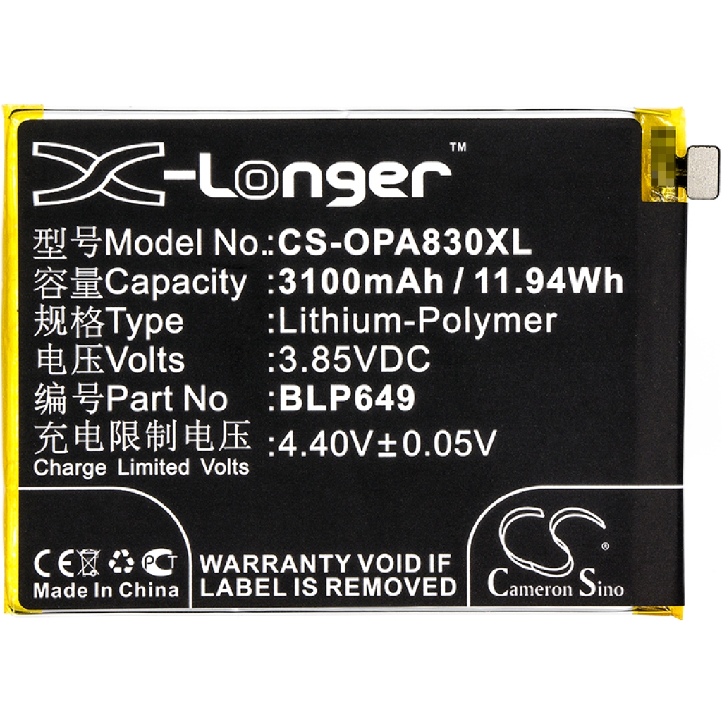 Compatibele batterijvervanging voor OPPO BLP649