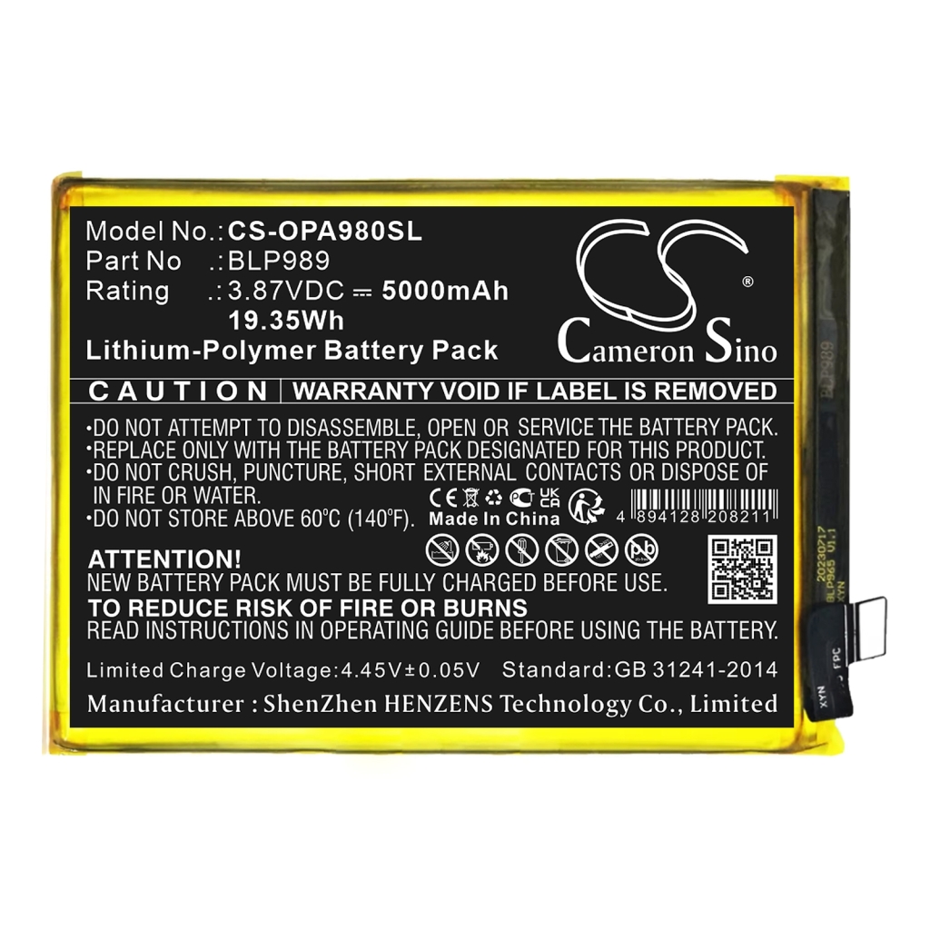 Compatibele batterijvervanging voor Oneplus BLP989
