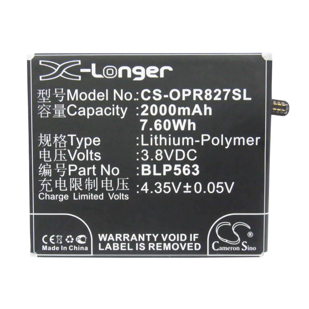 Battery compatible with OPPO CS-OPR827SL
