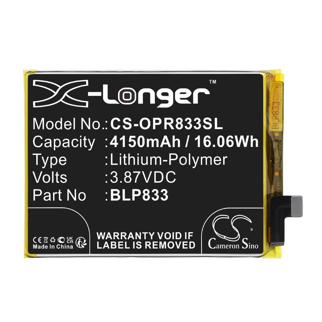 Compatibele batterijvervanging voor OPPO BLP833