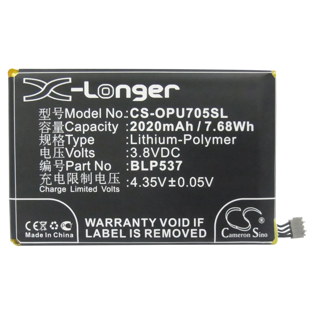 Compatibele batterijvervanging voor OPPO BLP537
