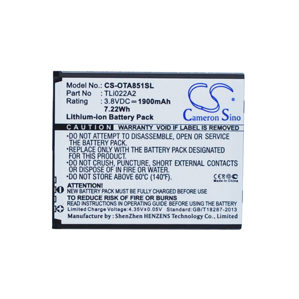 Compatibele batterijvervanging voor Alcatel TLI022A2