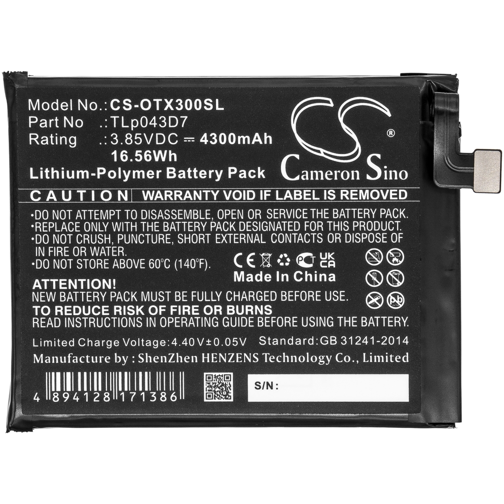 Batterij voor mobiele telefoon Alcatel CS-OTX300SL