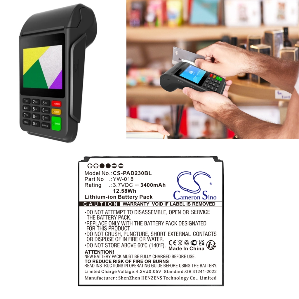 Batterij voor betaalterminal Pax CS-PAD230BL