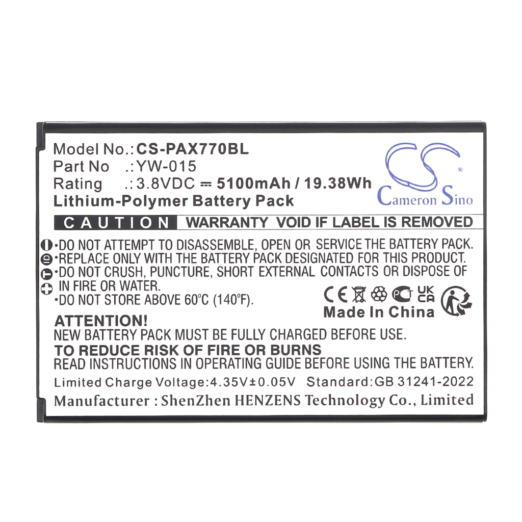 Payment Terminal Battery Pax CS-PAX770BL