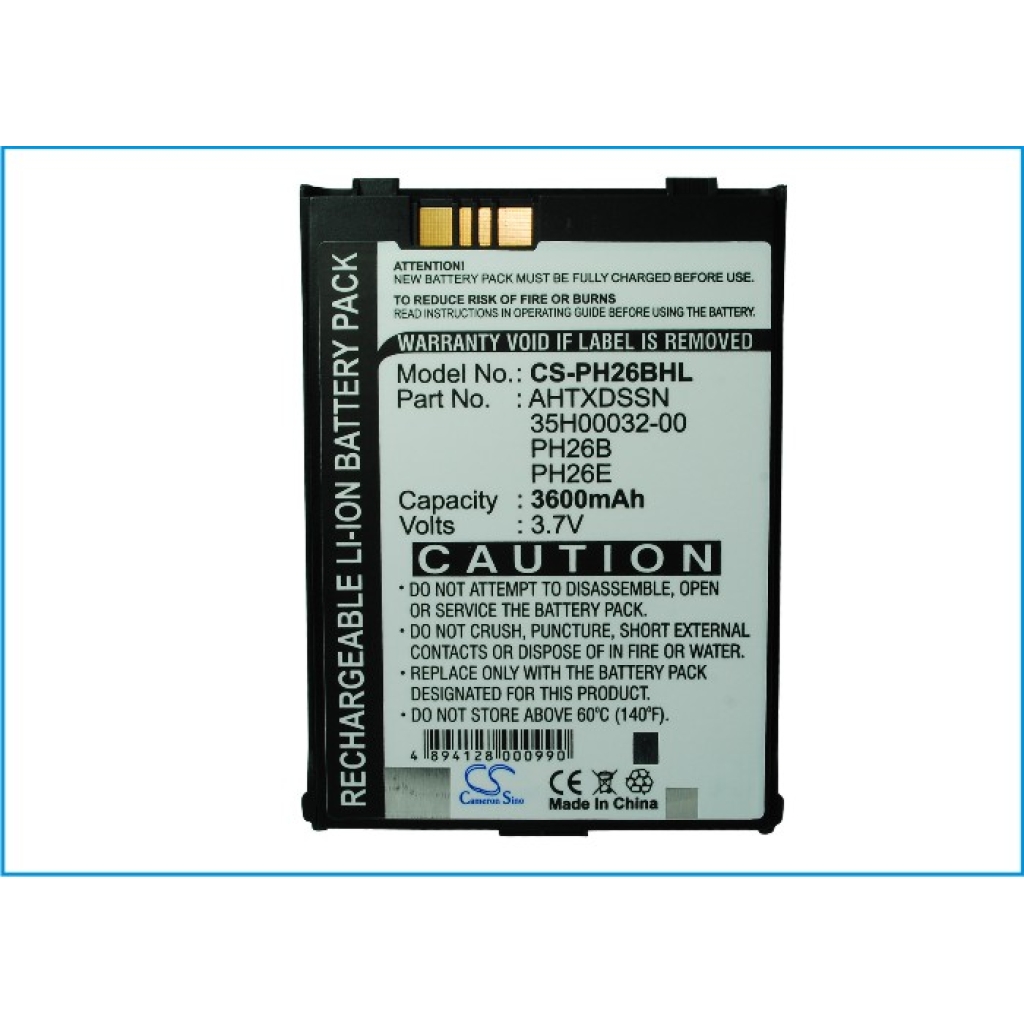 Battery compatible with HTC Verizon T-mobile Sprint Dopod I-mate Qtek Vodafone O2 Audiovox Daxian Orange Era Siemens E-plus Mwg CS-PH26BHL