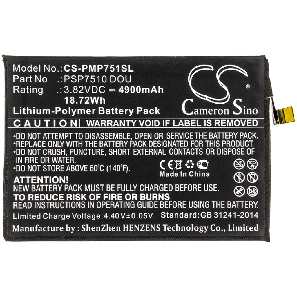 Compatibele batterijvervanging voor Prestigio PSP7510 DOU