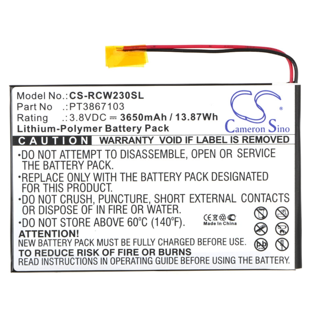 Compatibele batterijvervanging voor RCA PT3867103