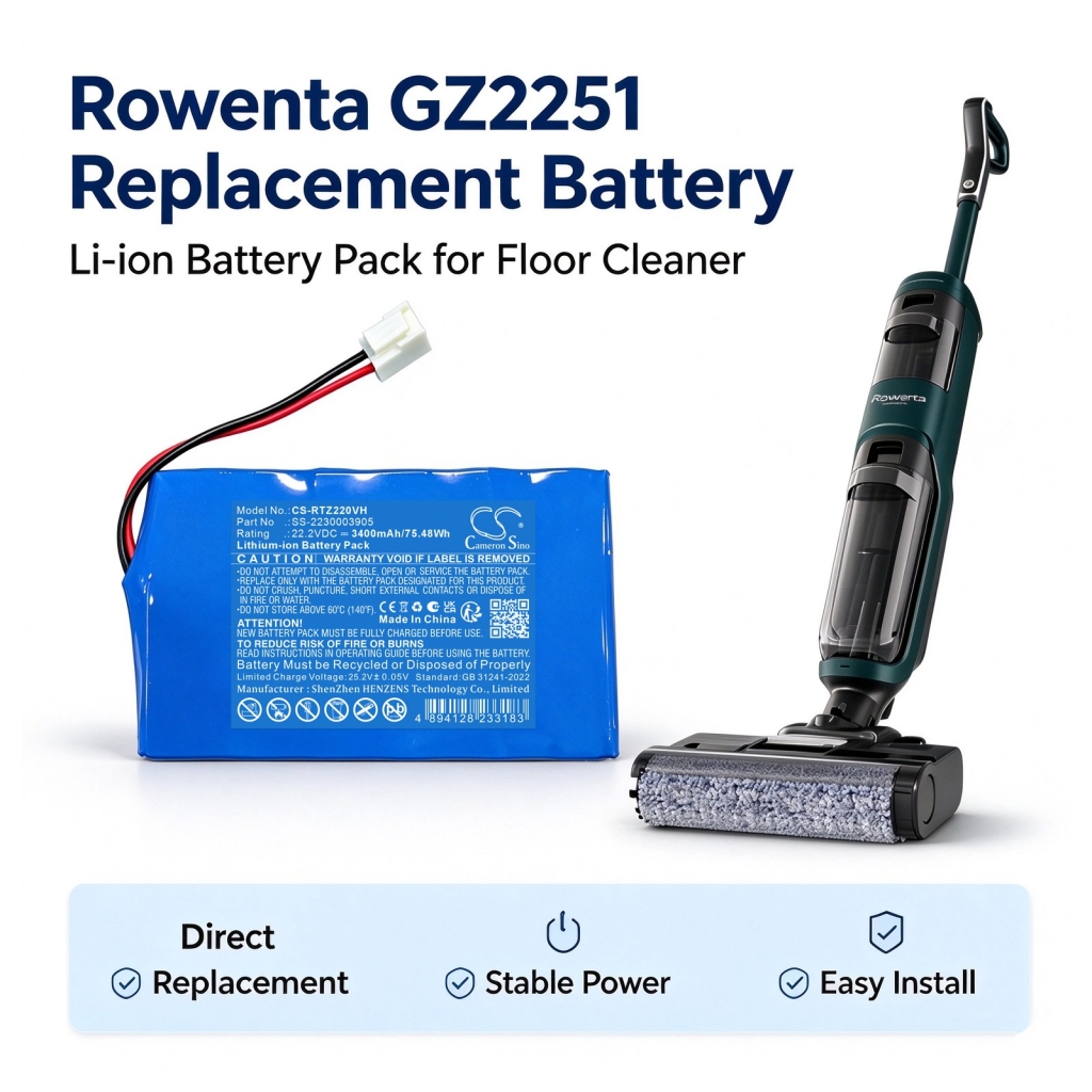 Batteries compatible with Rowenta GF22 series CS-RTZ220VH