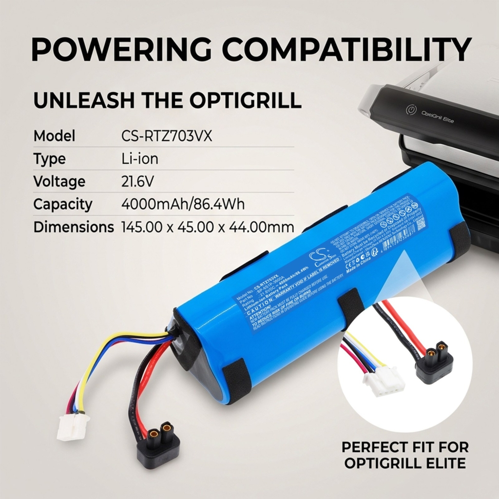 Battery compatible with Rowenta CS-RTZ703VX