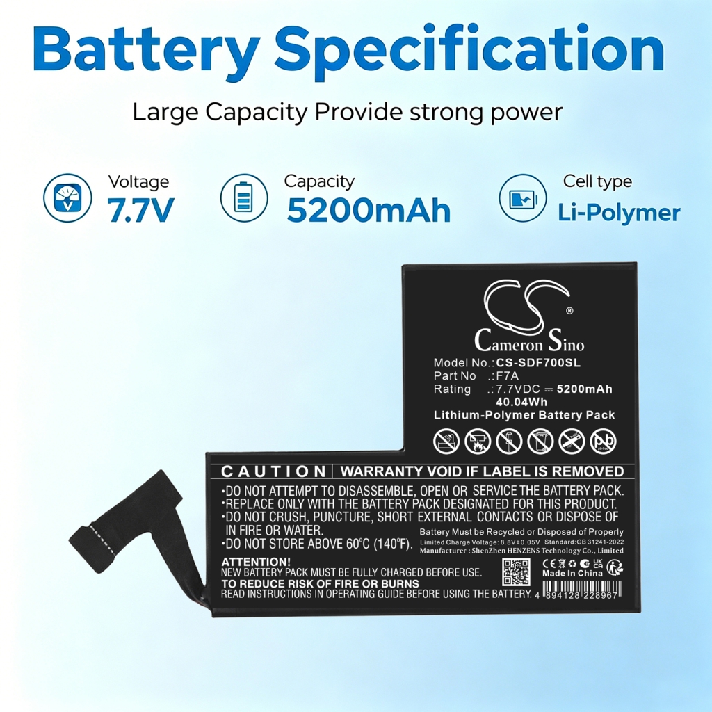 Battery compatible with Steam CS-SDF700SL