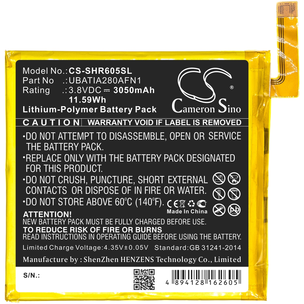 Compatibele batterijvervanging voor Sharp UBATIA280AFN1
