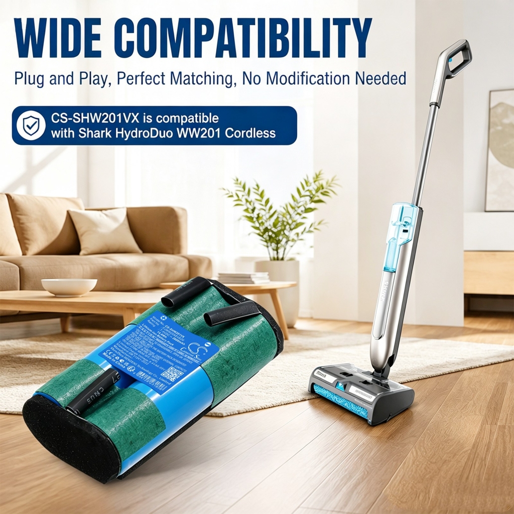 Batteries compatible with Shark HydroDuo WW201 Cordless Wet & Dry Cleane CS-SHW201VX